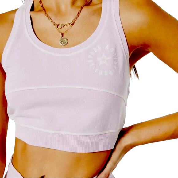 NWT L*Space Out Of Bounds Peony Lilac Crop Scoop Neck Racerback Sports Bra S - Picture 1 of 15